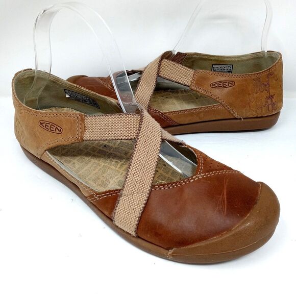 Keen Lower East Side Mary Jane Shoes Size 8.5 Leather Crossover Strap Slip On - Picture 1 of 9
